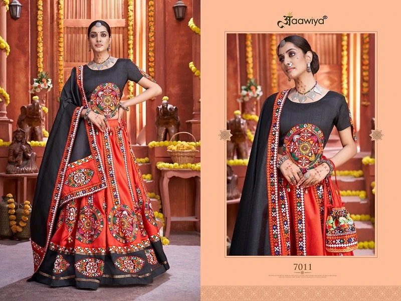Aawiya 7011 Rajwadi Vol 3 Art Silk Wholesale Navratri Chaniya Choli Catalog — Wholesale Lehenga, MPA wholesale from Surat — view 7